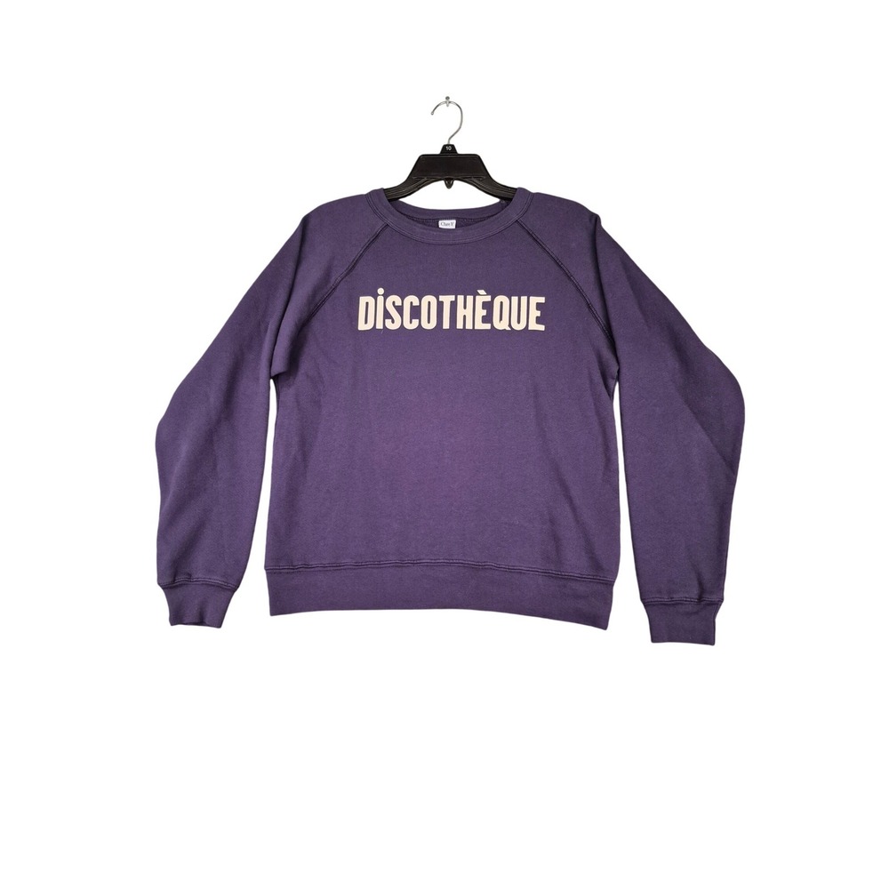 Clare V Discotheque Graphic Sweatshirt Navy Raglan Small Crewneck Los Angeles